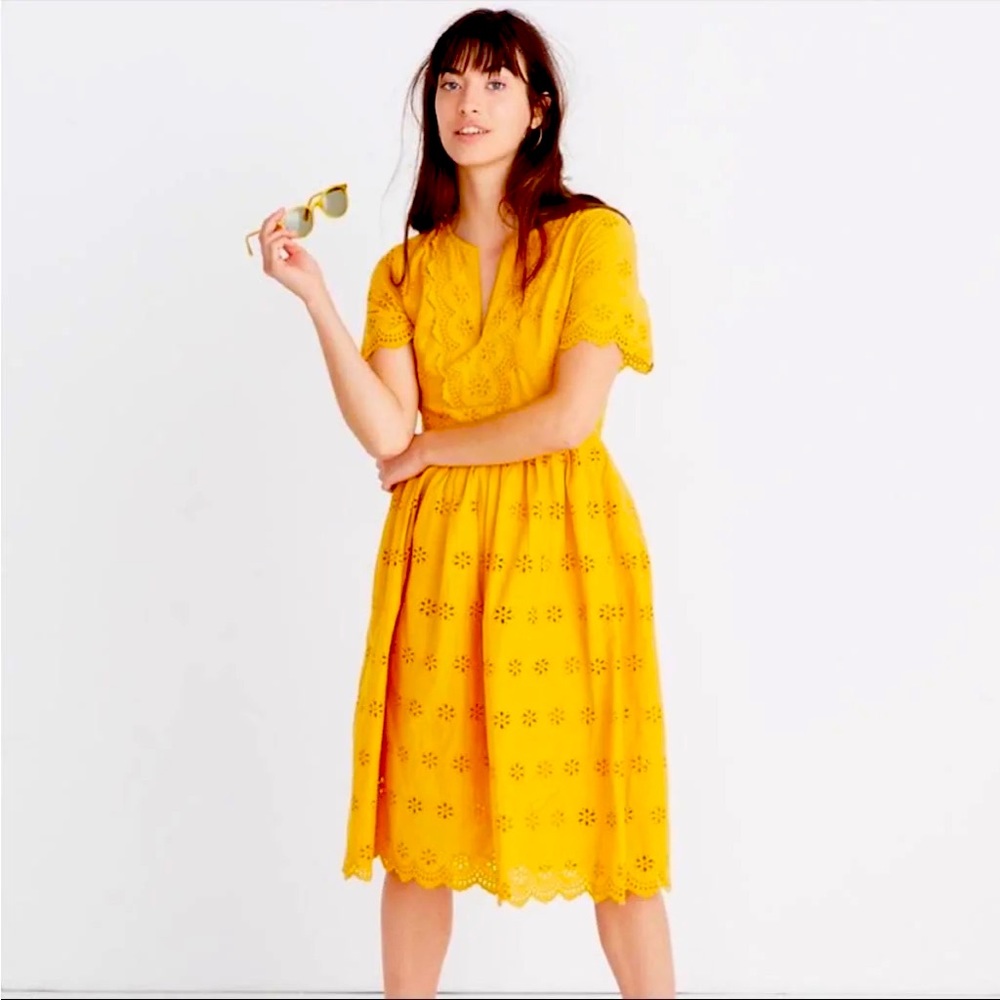 Madewell scalloped edge midi dress